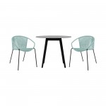 Sydney and Snack 3 Piece Patio 36" Dining Set in Black Eucalyptus Wood