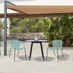 Sydney and Snack 3 Piece Patio 36" Dining Set in Black Eucalyptus Wood