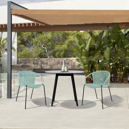 Sydney and Snack 3 Piece Patio 36" Dining Set in Black Eucalyptus Wood