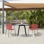 Sydney and Snack 3 Piece Patio 36" Dining Set in Black Eucalyptus Wood and Red