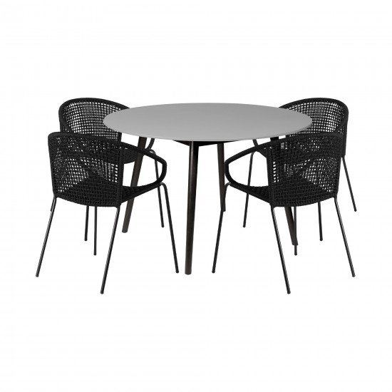 Sydney and Snack 5 Piece Patio Dining Set in Black with Black Eucalyptus Wood