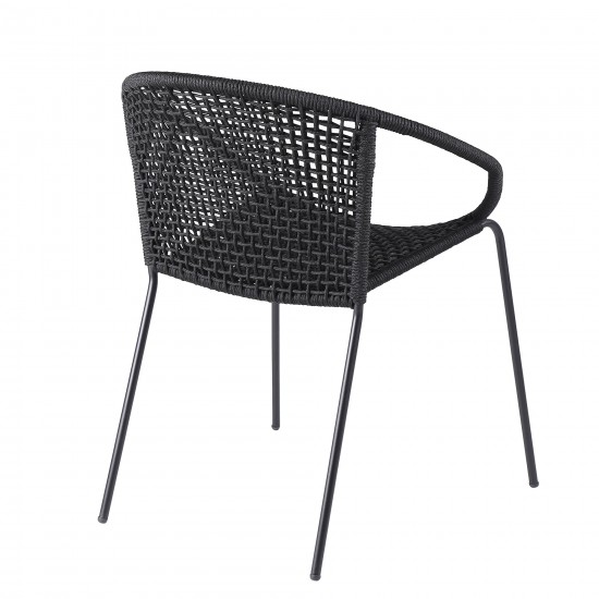Sydney and Snack 5 Piece Patio Dining Set in Black with Black Eucalyptus Wood