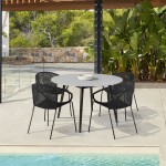 Sydney and Snack 5 Piece Patio Dining Set in Black with Black Eucalyptus Wood