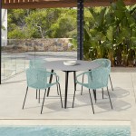 Sydney and Snack 5 Piece Patio Dining Set in Wasabi with Black Eucalyptus Wood