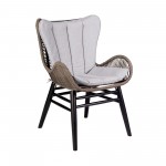 Fanny Outdoor Patio Dining Chair in Dark Eucalyptus Wood and Truffle Rope