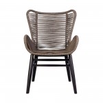 Fanny Outdoor Patio Dining Chair in Dark Eucalyptus Wood and Truffle Rope