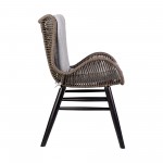 Fanny Outdoor Patio Dining Chair in Dark Eucalyptus Wood and Truffle Rope