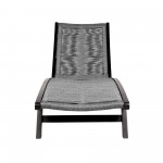 Chateau Patio Adjustable Chaise Lounge Chair in Eucalyptus Wood and Grey Rope