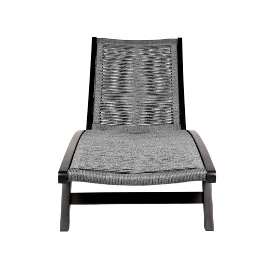 Chateau Patio Adjustable Chaise Lounge Chair in Eucalyptus Wood and Grey Rope