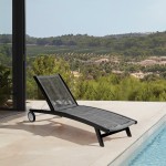 Chateau Patio Adjustable Chaise Lounge Chair in Eucalyptus Wood and Grey Rope