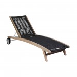 Chateau Patio Adjustable Chaise Lounge Chair in Eucalyptus Wood and Charcoal