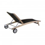 Chateau Patio Adjustable Chaise Lounge Chair in Eucalyptus Wood and Charcoal