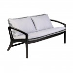 Brighton 4 Piece Patio Seating Set in Dark Eucalyptus Wood with Grey Rope