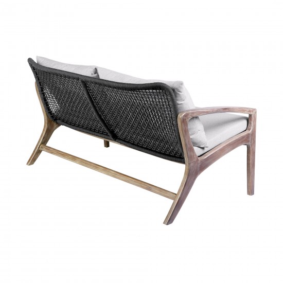 Brighton 4 Piece Patio Seating Set in Light Eucalyptus Wood with Charocal Rope