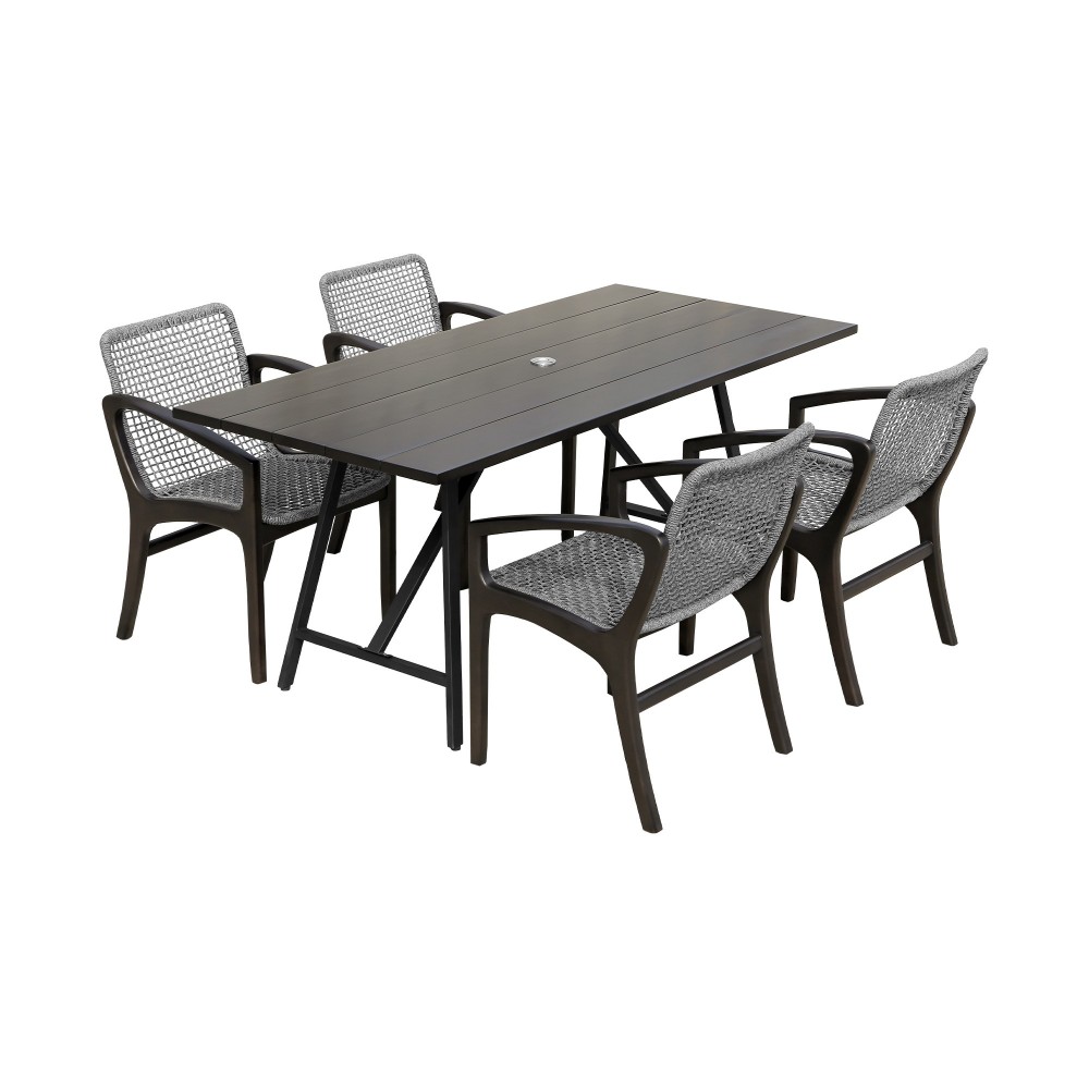 Koala and Brighton 5 Piece Dining Set in Eucalyptus Wood and Rope