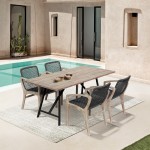 Koala and Brighton 5 Piece Patio Dining Set in Light Eucalyptus Wood