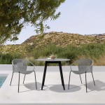 Sydney and Snack 3 Piece Patio 36" Dining Set in Black Eucalyptus Wood and Grey