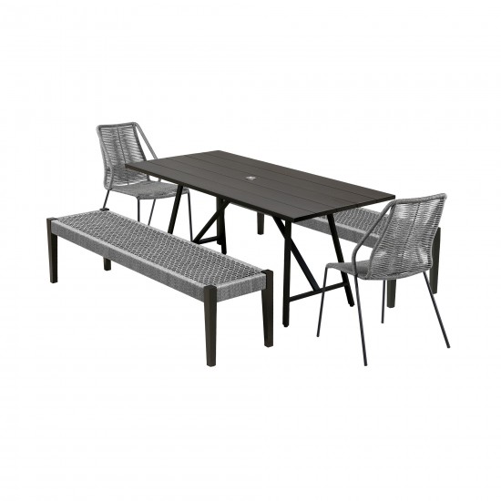 Koala Clip and Camino 5 Piece Dining Set in Dark Eucalyptus with Grey Rope