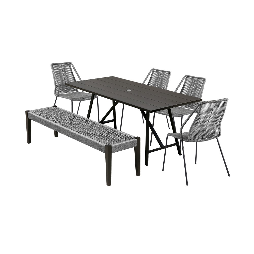 Koala Clip and Camino 6 Piece Dining Set in Dark Eucalyptus with Grey Rope