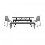 Koala Shasta and Camino 5 Piece Dining Set in Dark Eucalyptus Wood with Grey