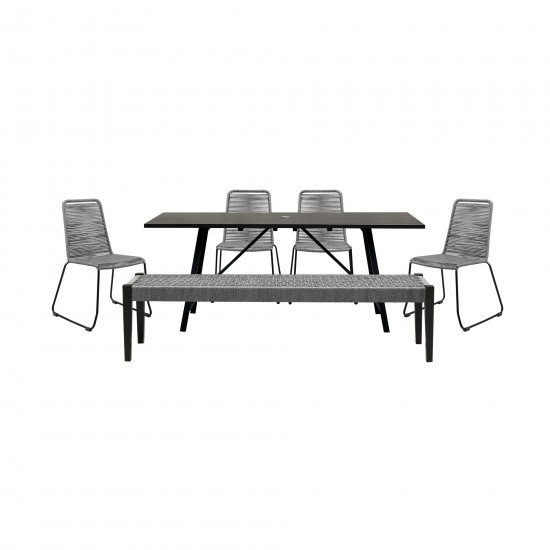 Koala Shasta and Camino 6 Piece Dining Set in Dark Eucalyptus Wood with Grey