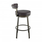 Neura Swivel Counter or Bar Stool in Mocha Finish and Brown Faux Leather