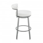 Neura Swivel Counter or Bar Stool in Cloud Finish with White Faux Leather