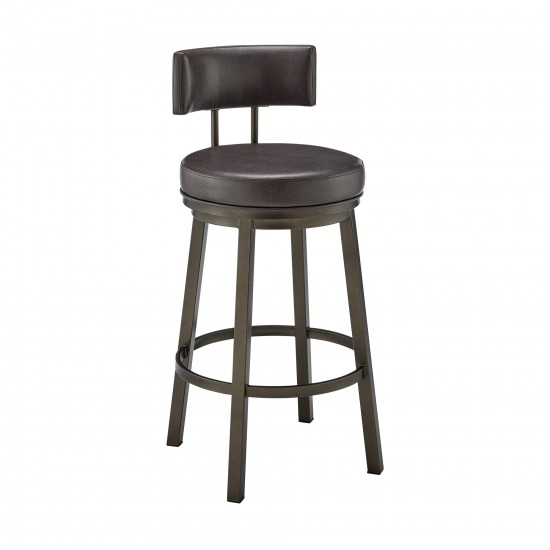 Dalza Swivel Counter or Bar Stool in Mocha Finish with Brown Faux Leather