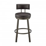 Dalza Swivel Counter or Bar Stool in Mocha Finish and Brown Faux Leather