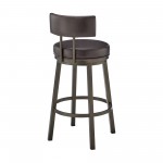 Dalza Swivel Counter or Bar Stool in Mocha Finish and Brown Faux Leather