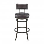 Rees Swivel Counter or Bar Stool in Mocha Finish with Brown Faux Leather