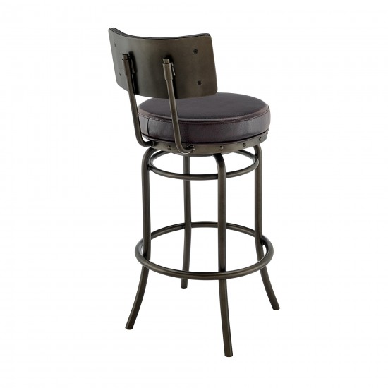 Rees Swivel Counter or Bar Stool in Mocha Finish with Brown Faux Leather