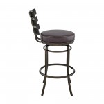 Natya Swivel Counter or Bar Stool in Mocha Finish and Brown Faux Leather