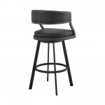 Dione 26" Counter Height Swivel Black Faux Leather and Metal Bar Stool