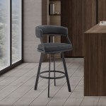 Dione 26" Counter Height Swivel Black Faux Leather and Metal Bar Stool