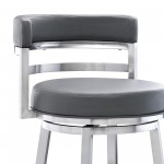 Titana 30" Bar Height Swivel Grey Faux Leather Bar Stool