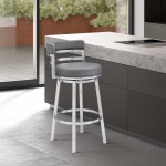 Titana 30" Bar Height Swivel Grey Faux Leather Bar Stool