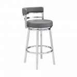 Titana 26" Counter Height Swivel Grey Faux Leather Bar Stool