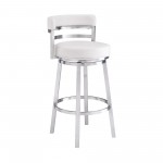 Titana 30" Bar Height Swivel White Faux Leather Bar Stool