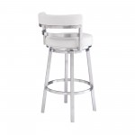 Titana 30" Bar Height Swivel White Faux Leather Bar Stool