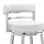 Titana 30" Bar Height Swivel White Faux Leather Bar Stool