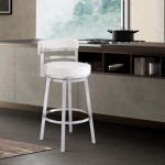 Titana 30" Bar Height Swivel White Faux Leather Bar Stool