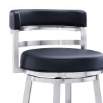 Titana 26" Counter Height Swivel Black Faux Leather Bar Stool