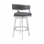 Dione 30" Bar Height Swivel Grey Faux Leather Bar Stool