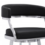 Dione 30" Bar Height Swivel Black Faux Leather Bar Stool