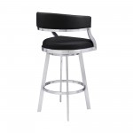 Dione 26" Counter Height Swivel Black Faux Leather Bar Stool