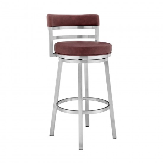 Titana 26" Counter Height Swivel Red Faux Leather Bar Stool