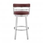 Titana 26" Counter Height Swivel Red Faux Leather Bar Stool