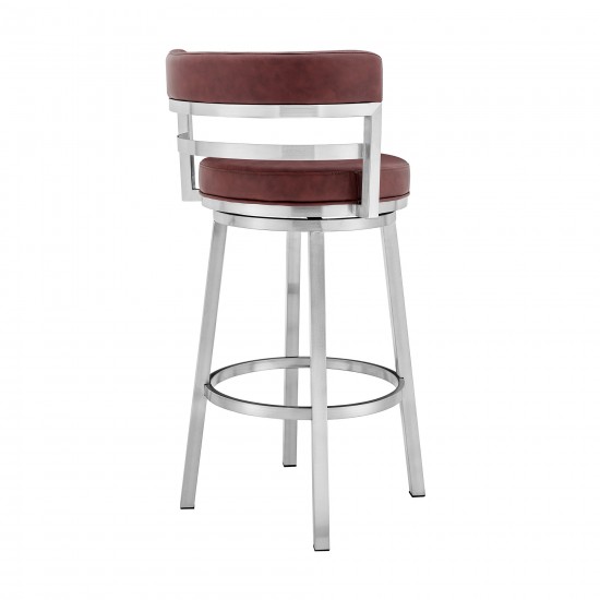 Titana 26" Counter Height Swivel Red Faux Leather Bar Stool