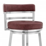 Titana 26" Counter Height Swivel Red Faux Leather Bar Stool